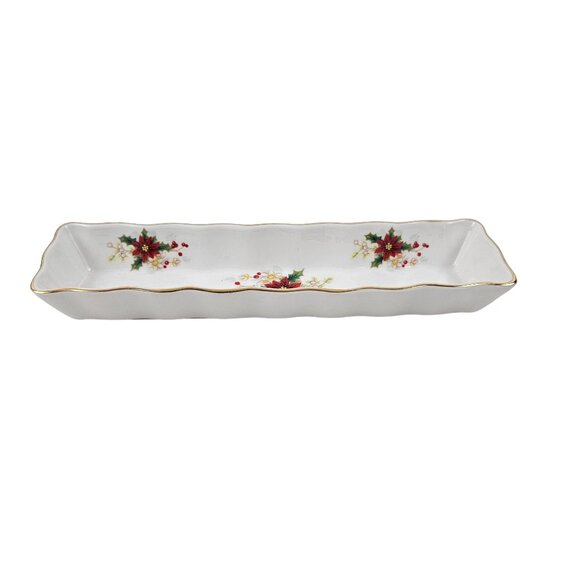 Royal Albert Mint Tray Bone China Poinsettia Floral Rectangular England 1976 - Picture 3 of 10